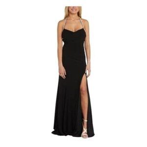 139$ Morgan & Company Juniors' Embellished-Strap Jersey Gown Dress Size 3 Black